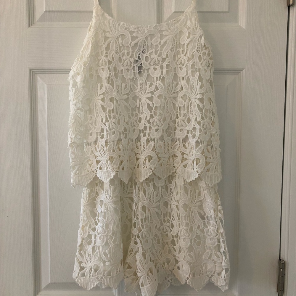 White Lace Romper by Design Lab